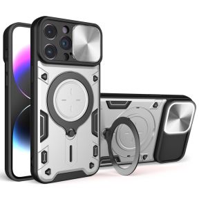 Ringholder Silikone Cover til iPhone 15 Pro Max-Sølv