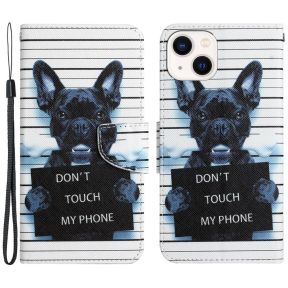 Dont Touch Hunde Flip Cover til iPhone 15