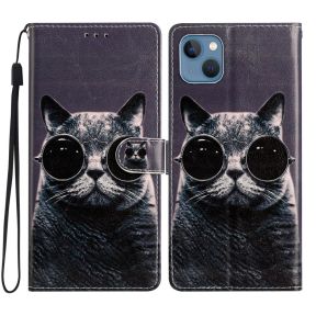 Cool Cat Læder Flip Cover til iPhone 15 Plus
