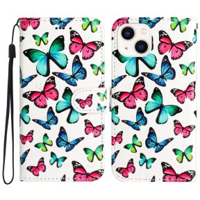 Sommerfugle Læder Flip Cover til iPhone 15 Plus