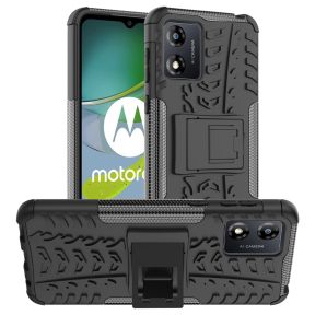 Sort Hybrid Cover med Stand til Motorola Moto E13