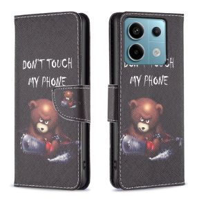 Xiaomi Redmi Note 13 Pro 5G Sjovt Dont Touch Læder Flip Cover med Kortholder