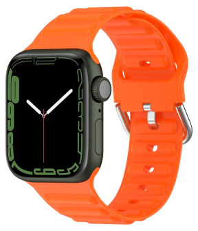 Wave Silikone Rem til Apple Watch 42 / 44 / 45 / 49mm - Orange