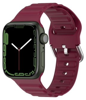 Wave Silikone Rem til Apple Watch 42 / 44 / 45 / 49mm - Deep Red