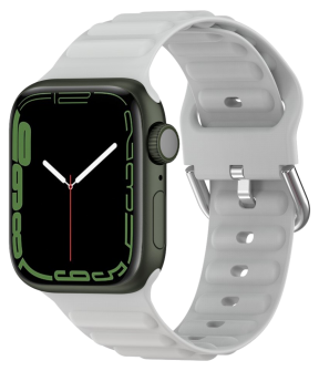 Wave Silikone Rem til Apple Watch 42 / 44 / 45 / 49mm - Lysegrå