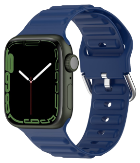 Wave Silikone Rem til Apple Watch 1 / 2 / 3 - 42mm - Mørkeblå