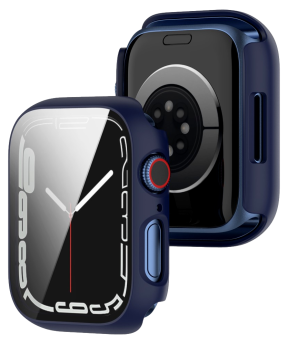 Cover med Beskyttelsesglas / Skærmbeskyttelse til Apple Watch 7 - 45mm - Mørkeblå