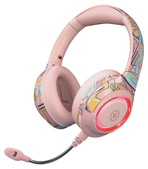 Trådløst EL-A2 Pink Gaming Headset med Mikrofon