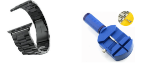 Rem / Urlænke i rustfrit stål - Sort & Værktøj til Skift af led til Apple Watch 6 42/44mm