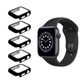 5 stk Hard Case med Skærmbeskyttelse / Beskyttelsesglas til Apple Watch 4 / 5 / 6 / SE / SE (2022) - 44mm-Sort