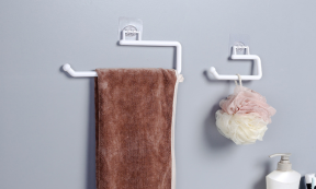 Hvid Selvklæbende Holder til Toiletpapir, Køkkenrulle eller Håndklæde