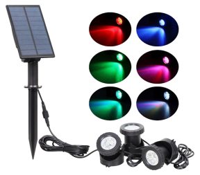Farverige Undervandsspot m. LED & Solceller