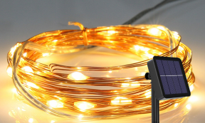 Solcelle Wire Lyskæde med LED Lys i Varm Hvid