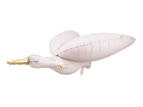 Stor Pink Stork Folieballon til Babyshower, med Sugerør til Oppustning