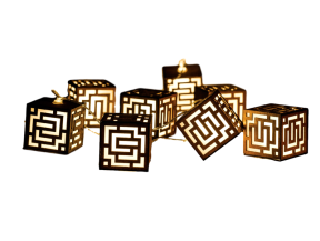 10 LED Lyskæde med Firkantet Canvas Lanterner