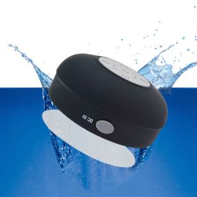 Vandtæt højtaler til badet med sugekop - Sort