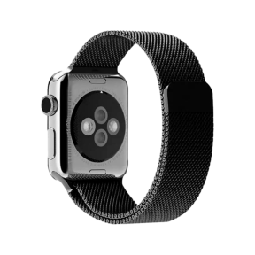 Mesh Urlænke i Rustfrit Stål til Apple Watch 1 - Sort - 42 / 44 / 45 mm