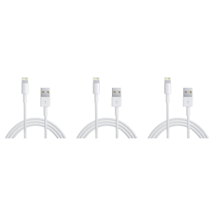3 stk Oplader Kabel til iPhone 5 / 6 / 7 / 8 Hvid-2 meter