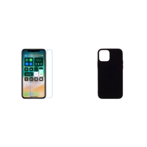 Pakke m. Skærmbeskyttelse / Hærdet Beskyttelsesglas til iPhone 12 / 12 Pro & Matte TPU Cover til iPhone 12 / 12 Pro Sort