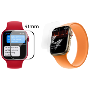 Pakke m. 3D Curved Hærdet Beskyttelsesglas til Apple Watch 7 41 mm & 2 stk Beskyttelsesfilm til Apple Watch Series 7 41mm