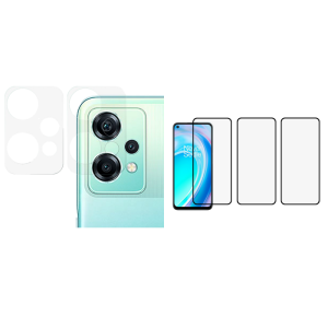 Pakke m. 2 stk Kamera Skærmbeskyttelse / Beskyttelsesglas til OnePlus Nord CE 2 Lite 5G & 3 stk 3D Skærmbeskyttelse / Beskyttelsesglas til OnePlus Nord CE 2 Lite 5G