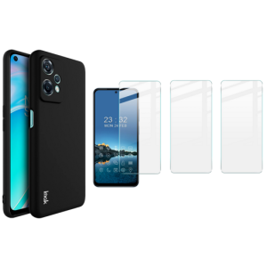Pakke m. Soft Matte Silikone Cover til OnePlus Nord CE 2 Lite 5G & 3 stk Skærmbeskyttelse / Beskyttelsesglas til OnePlus Nord CE 2 Lite 5G