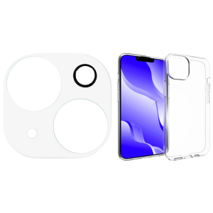 Pakke m. Kamera Skærmbeskyttelse / Beskyttelsesglas til iPhone 14 / 14 Plus & Gennemsigtig Silikone Cover til iPhone 14