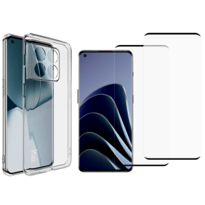 Pakke m. Gennemsigtigt Cover til OnePlus 10 Pro & 2 Stk. Beskyttelsesglas / Skærmbeskyttelse / 3D Glas til OnePlus 10 Pro