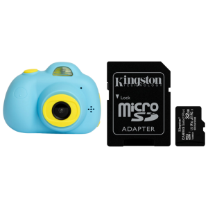 D6 Digital Kamera til Børn i Lyseblå med 32GB MicroSD Hukommelseskort