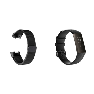 Mesh Rem Sort & Silikone Rem Sort til Fitbit Charge 3 / 4