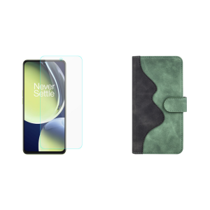 Pakke m. Beskyttelsesglas / Skærmbeskyttelse / Glas til OnePlus Nord CE 3 Lite 5G & Duality Flip Cover til OnePlus Nord CE 3 Lite 5G