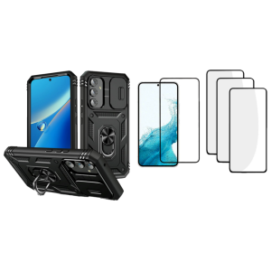 Pakke m. All-in-One Armor Cover til Samsung Galaxy A54 5G & 3 Stk. Beskyttelsesglas / Skærmbeskyttelse / 3D Glas til Samsung Galaxy A54 5G