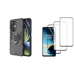 Pakke m. Hybrid Cover til OnePlus Nord CE 3 Lite 5G & 3 Stk. Beskyttelsesglas / Skærmbeskyttelse / 3D Glas til OnePlus Nord CE 3 Lite 5G