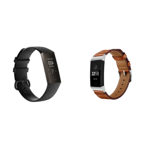 Pakke m. Silicone rem til Fitbit Charge 3 / 4 Sort & Teresina rem til Fitbit Charge 3 / 4 Brun