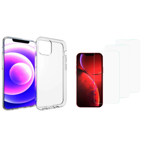 Pakke m. Transparent TPU Cover til iPhone 13 Mini & 3 Stk. Skærmbeskyttelse / Hærdet beskyttelsesglas til iPhone 13 Mini