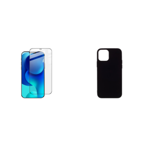 Matte TPU Cover i Sort & Beskyttelsesglas / Skærmbeskyttelse / 3D Glas til iPhone 12 / 12 Pro