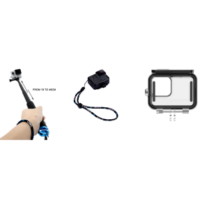 Pakke m. Håndholdt GoPro Shorty Pole med Teleskopstang & Wrist Strap til GoPro & DJI Osmo & 45M Vandtæt Hus / Case til GoPro Hero 9 / 10 / 11 Black