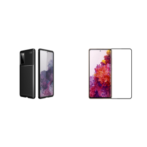 Pakke m. Carbon TPU Cover til Samsung Galaxy S20 FE & 3D Skærmbeskyttelse / Hærdet Beskyttelsesglas til Samsung Galaxy S20 FE