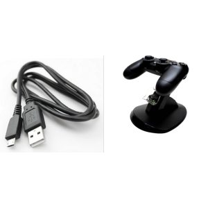 Pakke m. Oplader Kabel til Playstation 4 Controller 1 meter & Dual charger til PS4 controller