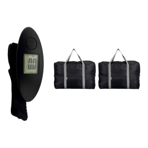 Pakke m. Digital Bagagevægt - Max 40 kg & 2 Stk. Kabinetaske - lille håndbagage til fx. Ryanair / Wizz / Easyjet / Norwegian / SAS mm-Sort