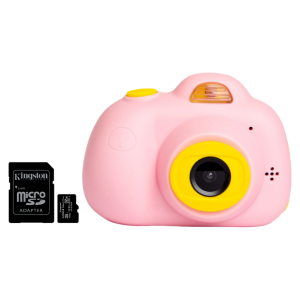 D6 Digital Kamera til Børn i Lyserød Inkl. 32GB MicroSD Hukommelseskort 
