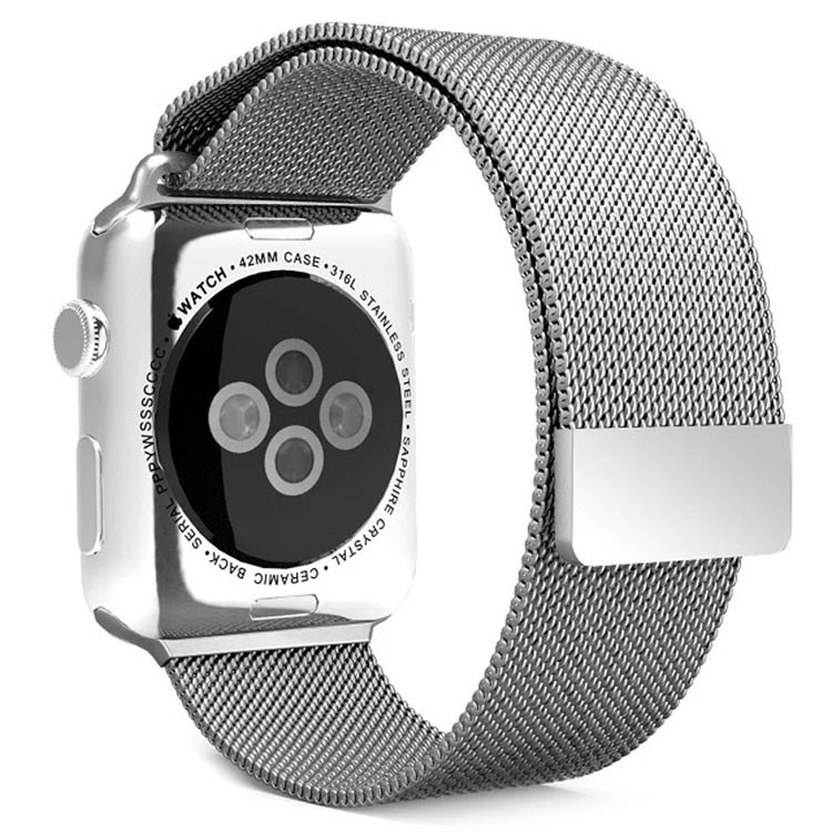 Sølv mesh urlænke i rustfrit stål til Apple Watch - 42/44mm