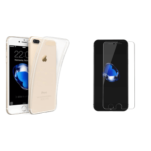 Pakke m. iPhone 7 Plus / 8 Plus Tpu Cover & Hærdet Beskyttelsesglas til iPhone 7 / 8