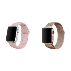 Pakke m. Sportsrem til Apple Watch SE Pink-38/40 mm & Mesh urlænke i rustfrit stål til Apple Watch SE Rosa-38/40 mm