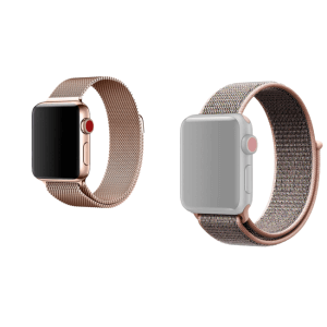 Pakke m. Mesh urlænke i rustfrit stål til Apple Watch SE Rosa-38/40 mm & Suwon Velcro Rem til Apple Watch SE - 40mm RosaGuld
