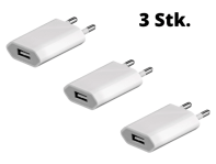 3 Stk. USB Opladere til Stikkontakt 