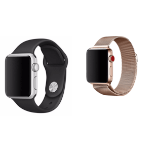 Pakke m. Sportsrem til Apple Watch SE Sort-38/40 mm & Mesh urlænke i rustfrit stål til Apple Watch SE Rosa-38/40 mm