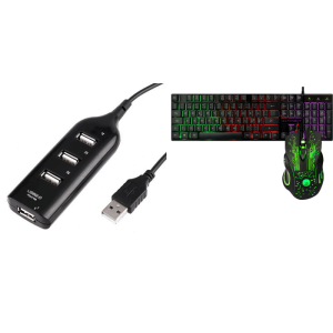 Pakke m. USB Hub m/ 4 Port & Ryle Gaming sæt til PS4 / Xbox One