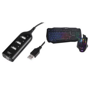Pakke m. USB Hub m/ 4 Port & Echo gamingsæt til PS4 / XBOX ONE
