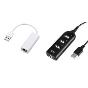 Pakke m. USB Ethernet Adapter & USB Hub m/ 4 Port